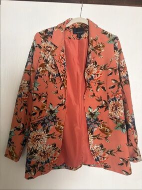 Cynthia Rowley Coral Floral Open Blazer